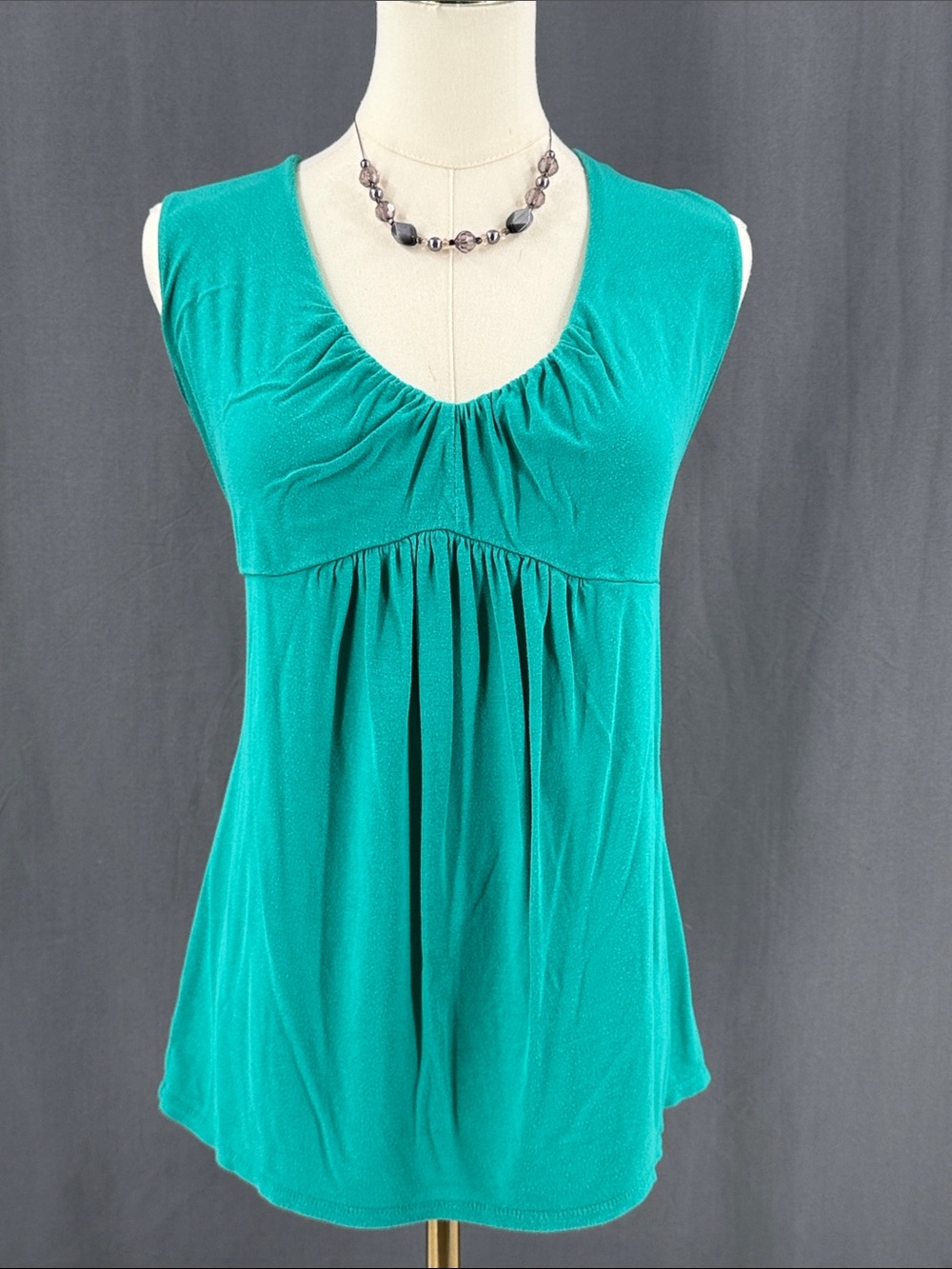 Axcess Teal Sleeveless V-Neck Gathered Tank